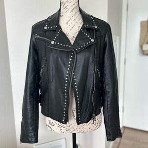 Free People Studded Faux Leather Moto Jacket